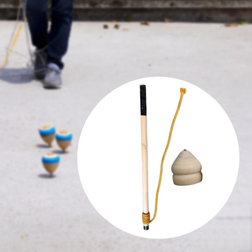 Trompos De Madera Clásicos Con Punta Resistente Y Varillas