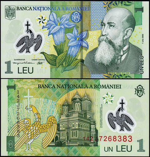 Billete De Rumania, 1 Leu, Sin Circular. Polímero. Jp