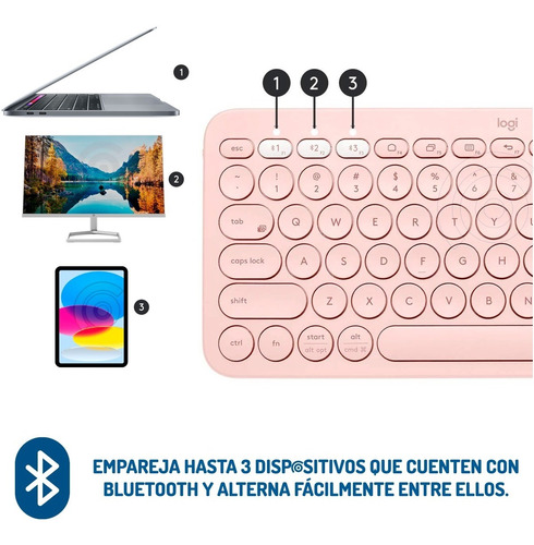 Imagen 2 de 6 de Teclado Bluetooth Logitech K380 Español Para iPad Tablet Mac