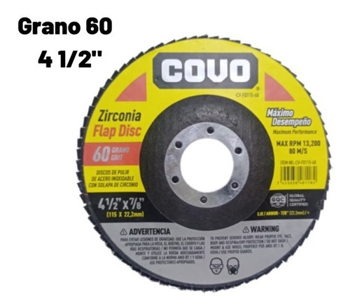 Disco Flap 4 1/2pulgadas Grano 60 Covo