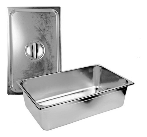 Bandeja Gastronómica Con Tapa Acero Inox De 52x32x20cm