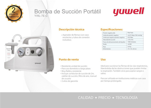 Imagen 3 de 3 de Aspirador Bomba De Succión Portátil Flemas 15 Lts/min Yuwell