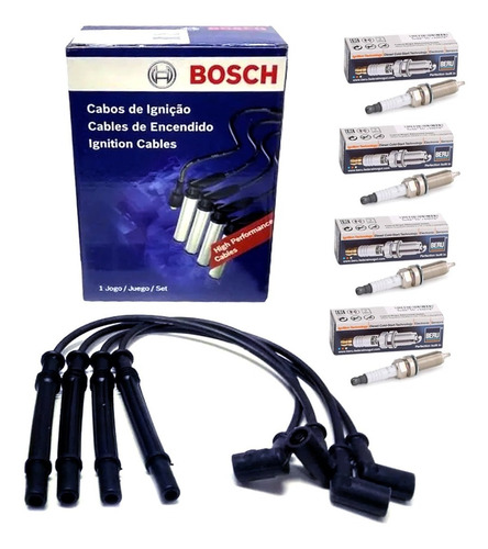 Kit Cables De Bujias Bosch + Bujias Beru Clio 2 1.2 16v D4f