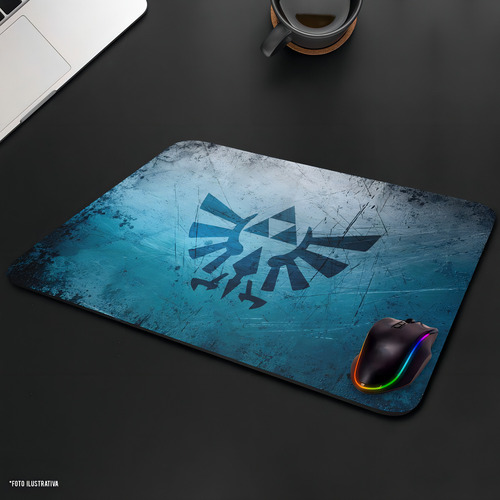 Mouse Pad Gamer Zelda Logo Azul