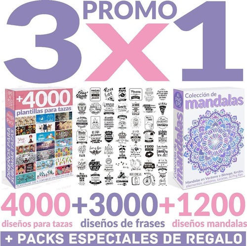 Combo 3x1 3000 Frases +4000 Plantillas Taza +1200 Mandalas