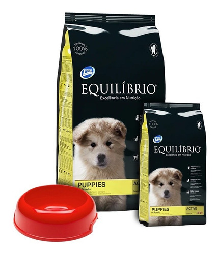Equilibrio Cachorro 15kg + 3kg +pouch Premium 100gr + Plato*