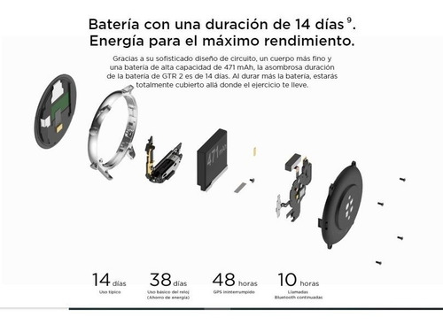 Imagen 5 de 7 de Smartwatch Inteligente Reloj Xiaomi Amazfit Gtr2 Gps Plata-*