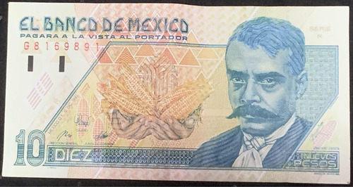 Billete $10 Nuevos Pesos Mexicanos Emiliano Zapata