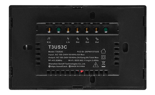 Imagen 8 de 9 de Sonoff T3us3c-tx 3 Gang Smart Wifi Interruptor De Luz De Par