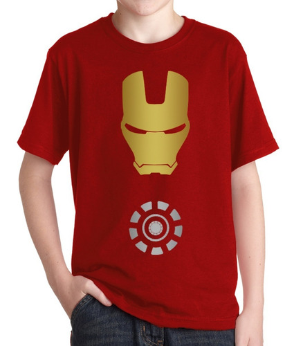 Remera Iron Man Silueta Cara Niños Comic Superheroe
