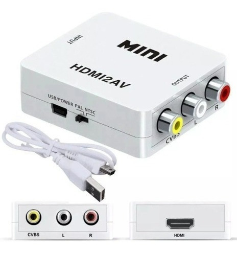 Imagem 2 de 7 de Mini Conversor Hd Vídeo Hdmi X Av Rca - Hdmi2av