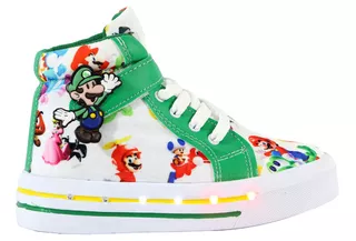 Tenis Botas Niño Mario Bros Luces Led Luigi Bowser Yoshi