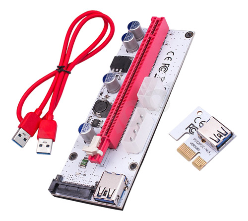 Tarjeta Pci-e Riser Adaptador Extensor Usb3.0 4pin 6pin Rojo