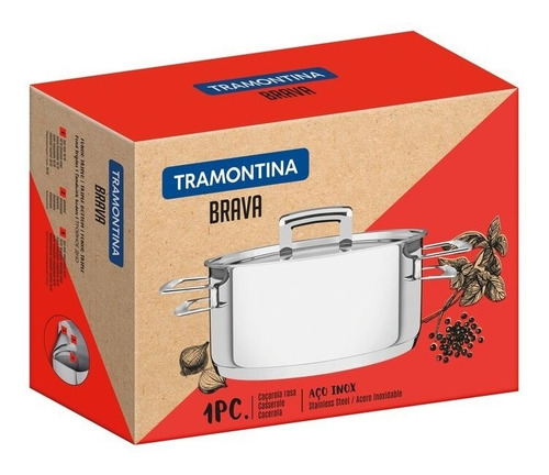 Cacerola 2 Asas 1,4 Lts Línea Brava Acero Inoxidable