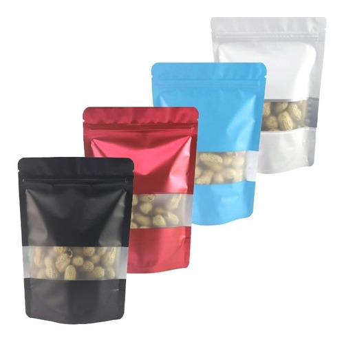 50 Bolsas  Pouch Stand Ventana Up 50 Gramos Varios Colores 