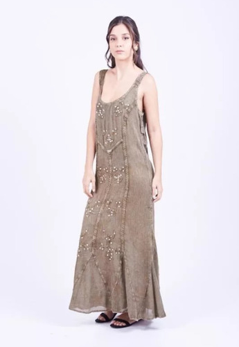 Vestido Hindú Larguitos Telas Frescas Bordado Y Con Aplique