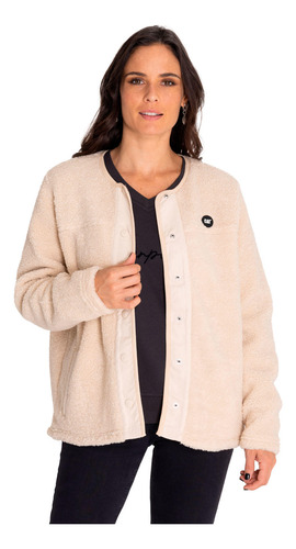 Polar Mujer Long Button Front Sherpa Beige/crudo Cat