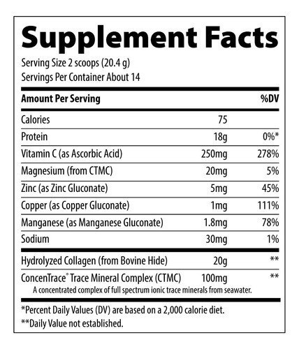 Trace Minerals Colageno Peptidos 20g/porcion 286g Sabor Sin Sabor