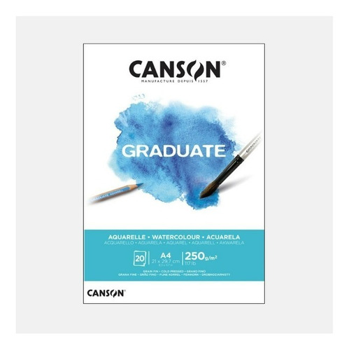 Pad Aquarell A4 Canson Graduate 20 Hojas 250 Gr/m² Pack 6 Un