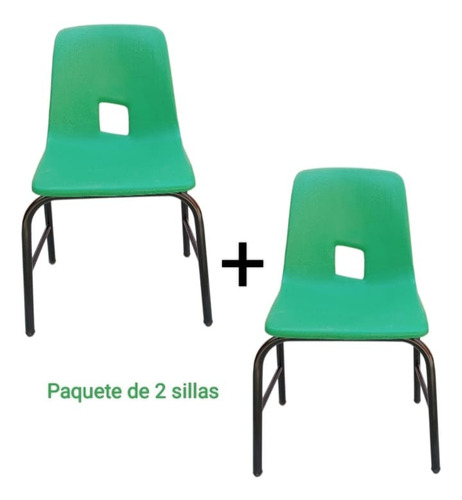 Set De 2 Sillas Infantiles Muebles Leo School Verde