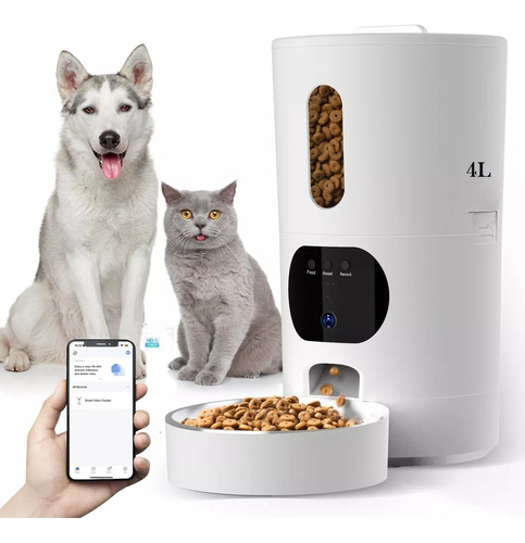 Dispensador Automático Para Mascotas Cámara, 5g & 2.4g Wifi