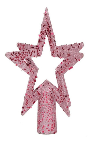 Ponteira De Árvore Estrela Vazada Rosa 20x12x12cm 1020222