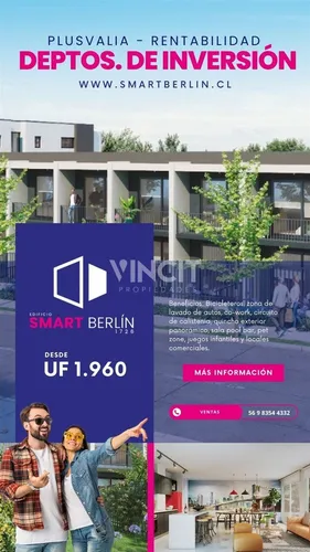 Venta Deptos 1d1b+patio Proyecto Smart Berlin, Villa Ale