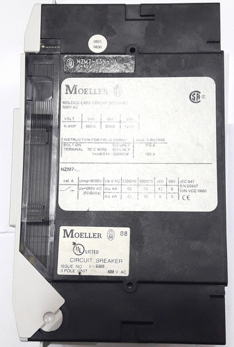 Disjuntor Caixa Moldada Nzm7-63 N Ajuste 45a 63 A Moeller