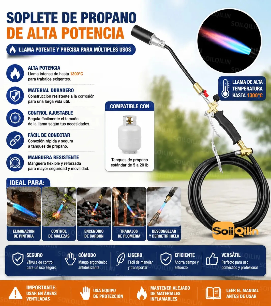 Quemador De Malezas De Antorcha De Propano Con Interruptor