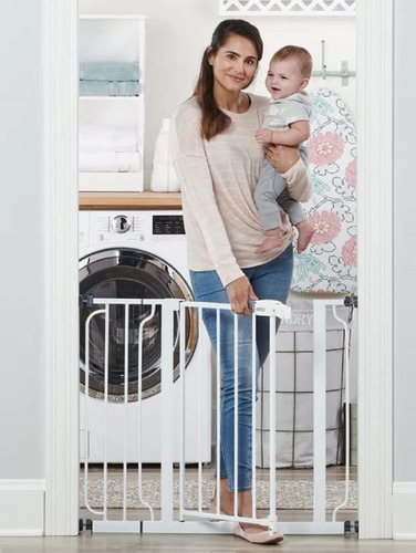 Puerta De Seguridad Para Bebé Easy Step, Color Blanco, 75-97