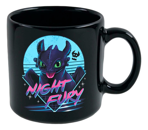 Taza Cerámica Chimuelo Furia Cómo Entrenar A Tu Dragón 325ml Negro Furia Nocturna
