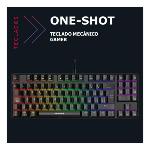 Vandrox. Teclado Mecanico  Gamer  One Shot   Full Rgb