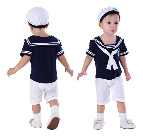 D Ropa Bebé Niños Marinero Armada Estilo Conjunto De Atuendo