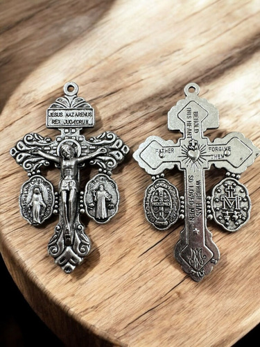 5 Dije Crucifijo Católico Cruz Del Perdón 5cm Plateado