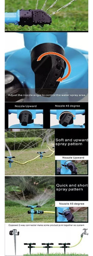 Aspersor 3 Saida Com Suporte Irrigador Giratório Jato