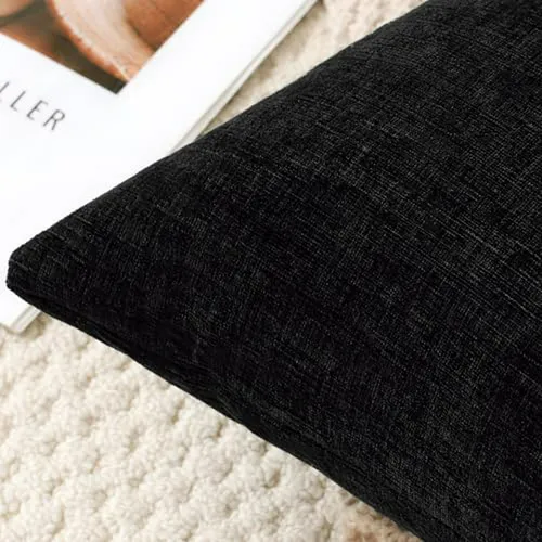 Cojines Decorativos Chenille Negro Para Sofá Y Sala