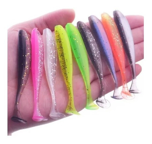 Imagem 1 de 4 de Kit C/10 Iscas Artificiais Soft Shad P/ Tucunare 10cm