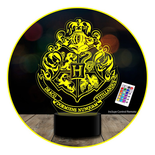 Lámpara 3d Harry Potter Escudo Hogwarts 26 Cm 7 Colores Inte