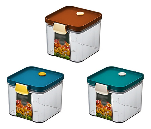 Contenedor Alimentos Acrilico Hermetico Apilable 700ml 3 Pzs