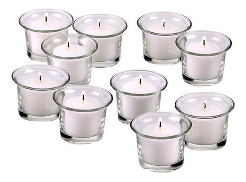 10 X Velas Votivas Rechauds Em Copo Porta Velas Vidro - 7hrs