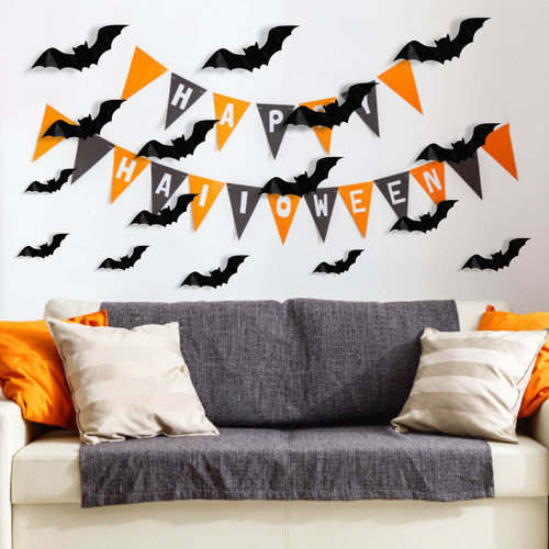 Decoración De Pared De 16 Piezas Con Forma De Murciélagos De