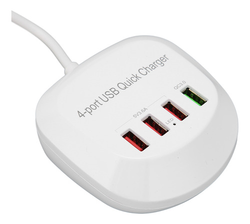 Estación Usb De 4 Puertos 36w Qc3.0 Fast Para Teléfono Móvil