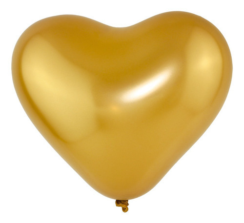 Balão De Coração Cromado 6 Polegadas 25 Unid - Artlatex Cor Ouro