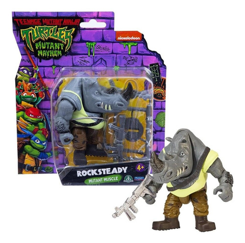 Tortugas Ninja Figura Rocksteady Articulada 10 Cm Coleccion