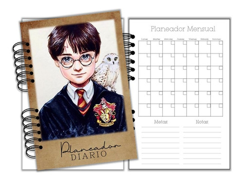 Agenda Harry Potter Planeador Diario  Perpetuo 420 Pags
