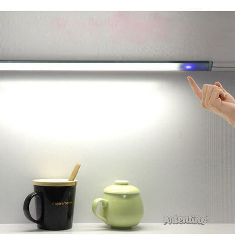 Imagen 2 de 10 de Luz Led 100cm Aluminio Alacena Cocina Dimmer Touch Listo Uso