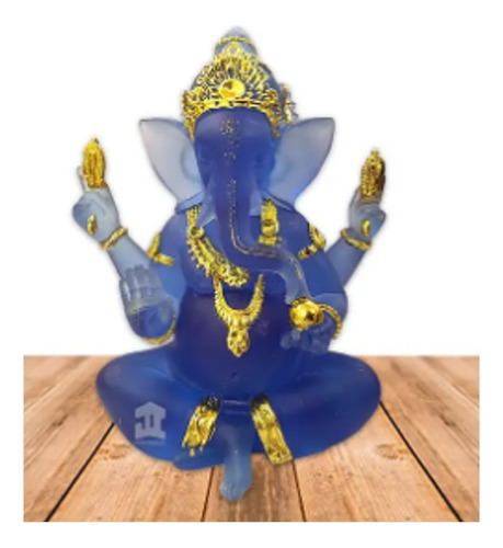 Dios Ganesh Grande Azul Transparente Ji2110