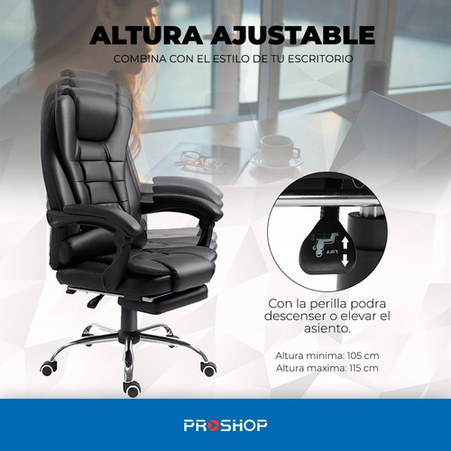 Silla Sillon Oficina Ejecutivo Escritorio Gerencial Pc Cuota Color Negro Material del tapizado Cuero sintético
