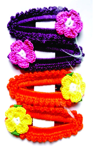 Hebillas Crochet Hilo Artesanías X 4 Unidades