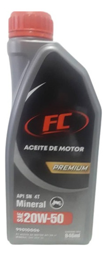 Aceite Fc Premium Mineral 20w50 4 Tiempos Para Motos